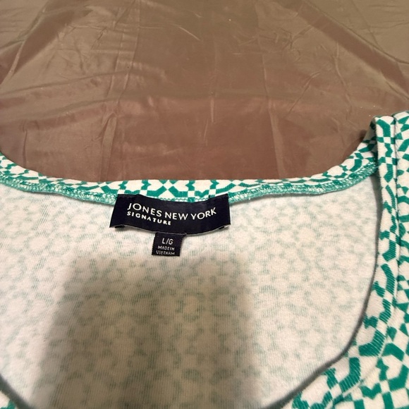 Jones New York Green and White Geometric 100% Cotton Tank Top Size Large - Picture 7 of 7